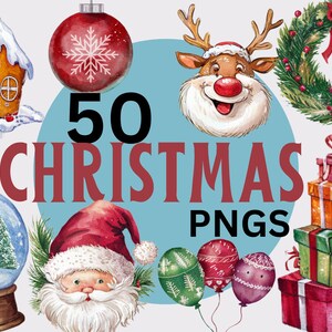 50 PNG Weihnachten, Urlaub Clip Art Icons Downloads, Print zu Hause, Festlich, digital herunterladbare, bedruckbar, Handwerk, Weihnachtsmann, Rentier, Stechpalme