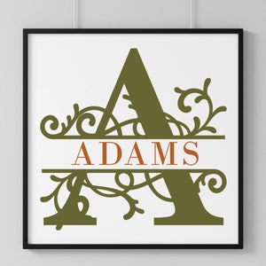 Descarga digital personalizada Carta de monograma Impresión de póster personalizado Tipografía Arte de pared Nombre de familia Decoración del hogar Regalo Presente Nuevo hogar