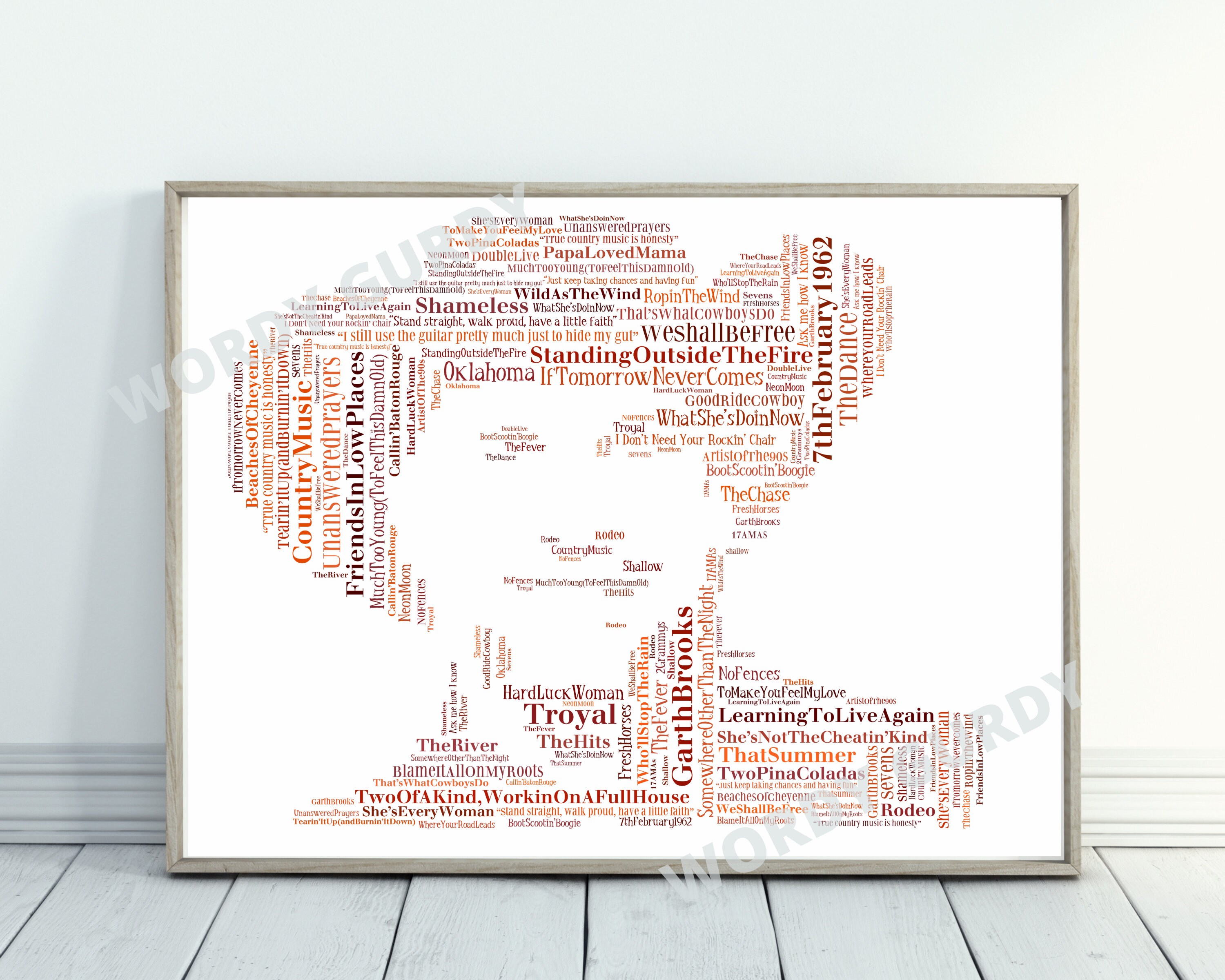 Garth Brooks Typography Word Art Country Music Gift 30th pic pic