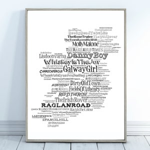 Irish Songs Carte Word Art Print, CADEAU GRATUIT! Funny Ireland Phrases, Typographie, Irlande Sayings, Home Decor, Poster, Birthday St Patrick’s Day