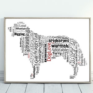 Golden Retriever Love Word Art Print, Free Customization, FREE GIFT! Free Delivery, Gift Birthday 30th, 40th, 50th, 60th, Puppy Love