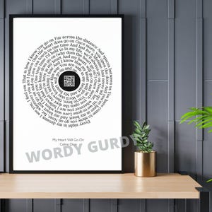 Custom Song Words LP Circle with QR Code Personalised Record Gift Poster Print 18th 21st, 30th 40th 50th 60th Birthday Present Friend Video