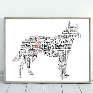 Alsatian Dog Love Print, Optional Customization, FREE GIFT! Free Delivery. Gift Birthday, 30th, 40th, 50th, 60th, Christmas
