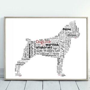Bulldog Love Word Art Print, Free Optional Customization, Boxer, Free Delivery, Gift Birthday 30th, 40th, 50th, 60th, Puppy Love