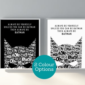 Super Hero Bat Humour Home Decor Dark Knight Funny Motivation Inspiration Boys Comic Secret Santa Kris Kindle Poster Print Wall Art Mask