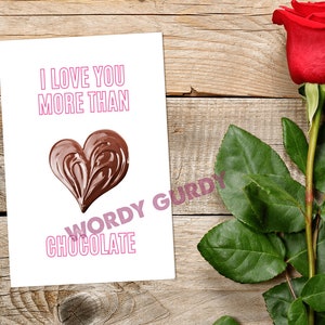 Je t'aime plus que du chocolat Carte cadeau pour elle, lui, Drôle petite amie, petit ami, mari, femme, fiancé