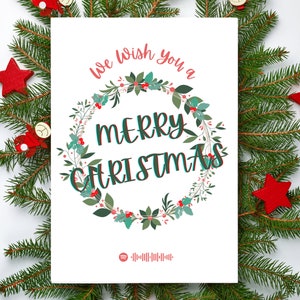 Te deseamos una Feliz Navidad Opción de Spotify Word Art Tarjeta de felicitación Año Nuevo Navidad Jerga Tipografía Regalo festivo para ella para él