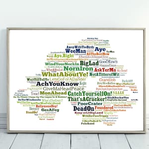 Carte d'argot d'Irlande du Nord Word Art. Affiche drôle de phrases d'Irlande pour la personne qui a tout typographie Fête des mères Fête des pères