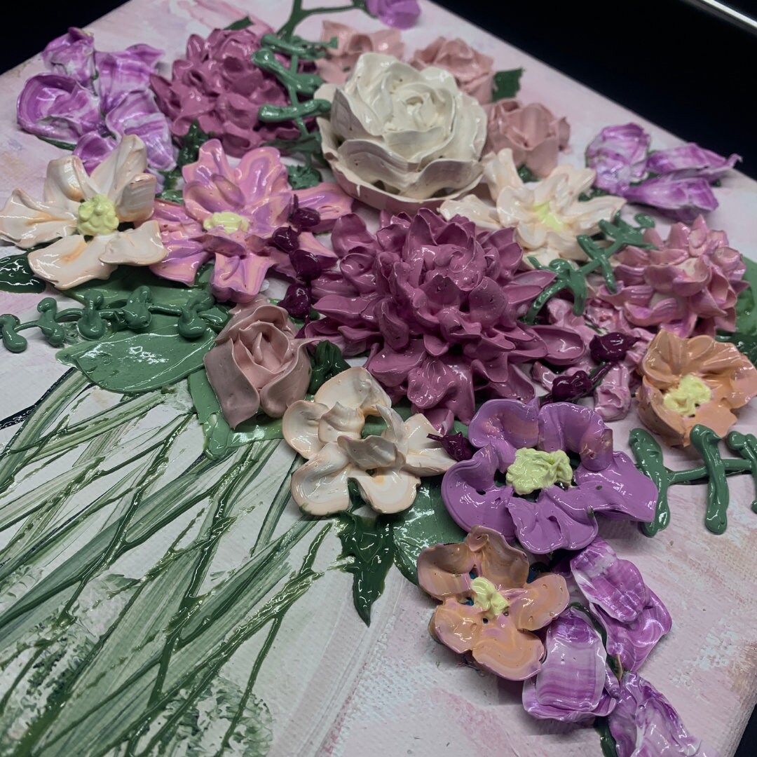 3D Flower Painting Painting of Flowers in Vase Flowers in Etsy