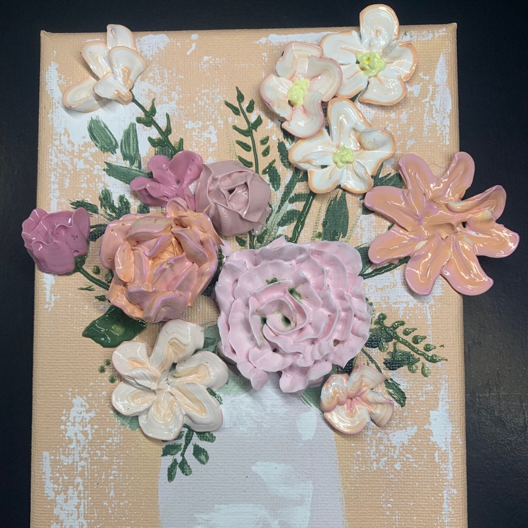 3D Flower Painting Painting of Flowers in Vase Flowers in Etsy