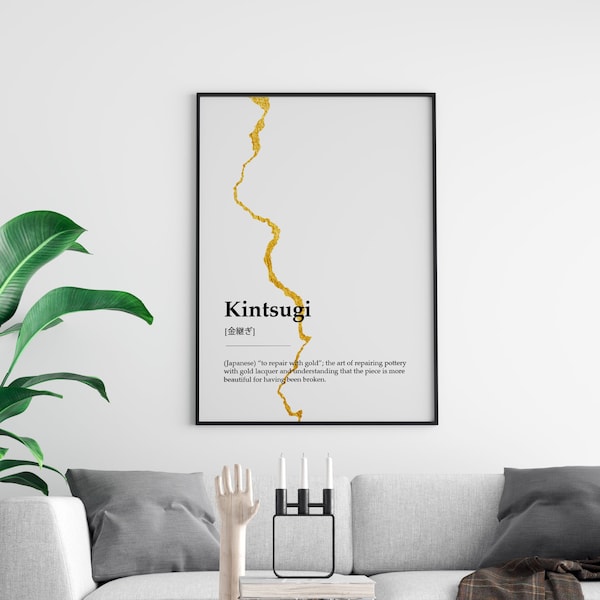 Kintsugi Definition Print - Japan Printable Wall ART | Quote Print, typography print | Minimalist Print | Japanese Poster | Instant Download