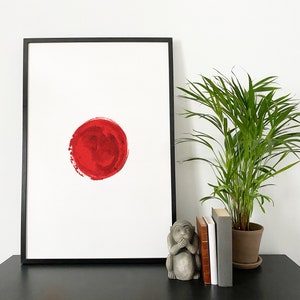 Japanese Flag Print - Printable Wall ART | Abstract | Minimalist Wall Art | Japan Poster | Instant Download