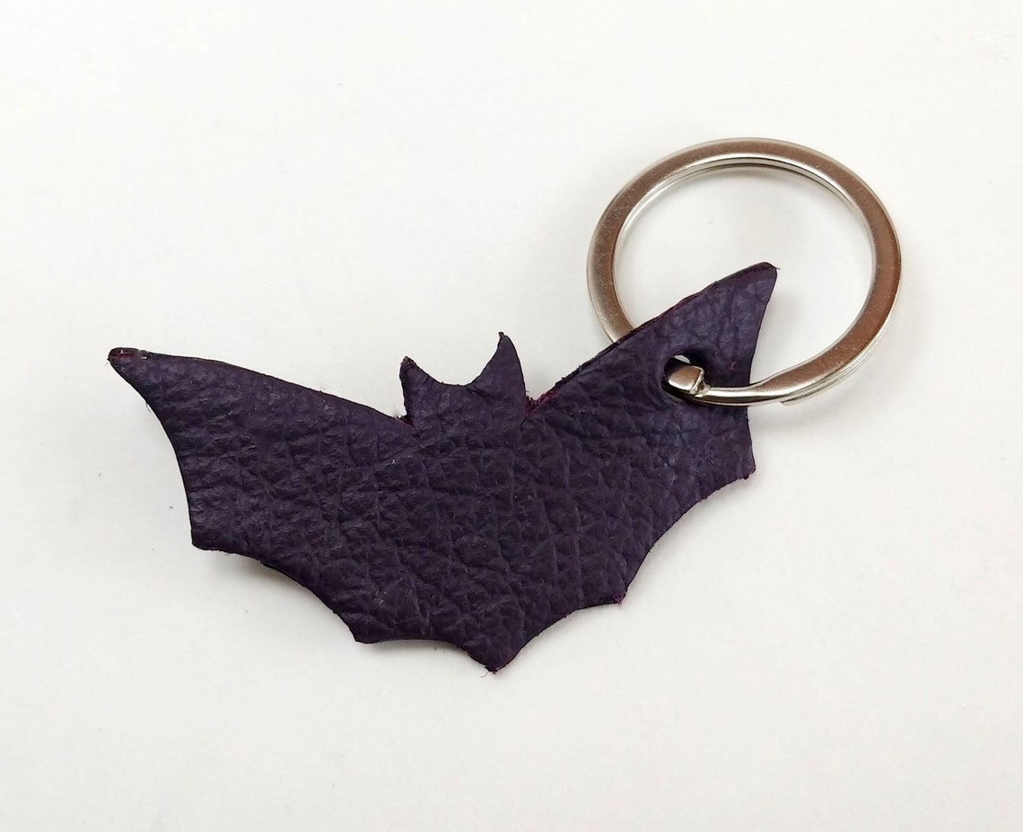 Leather Bat Keychain Leather Keychain Halloween Accessory Etsy