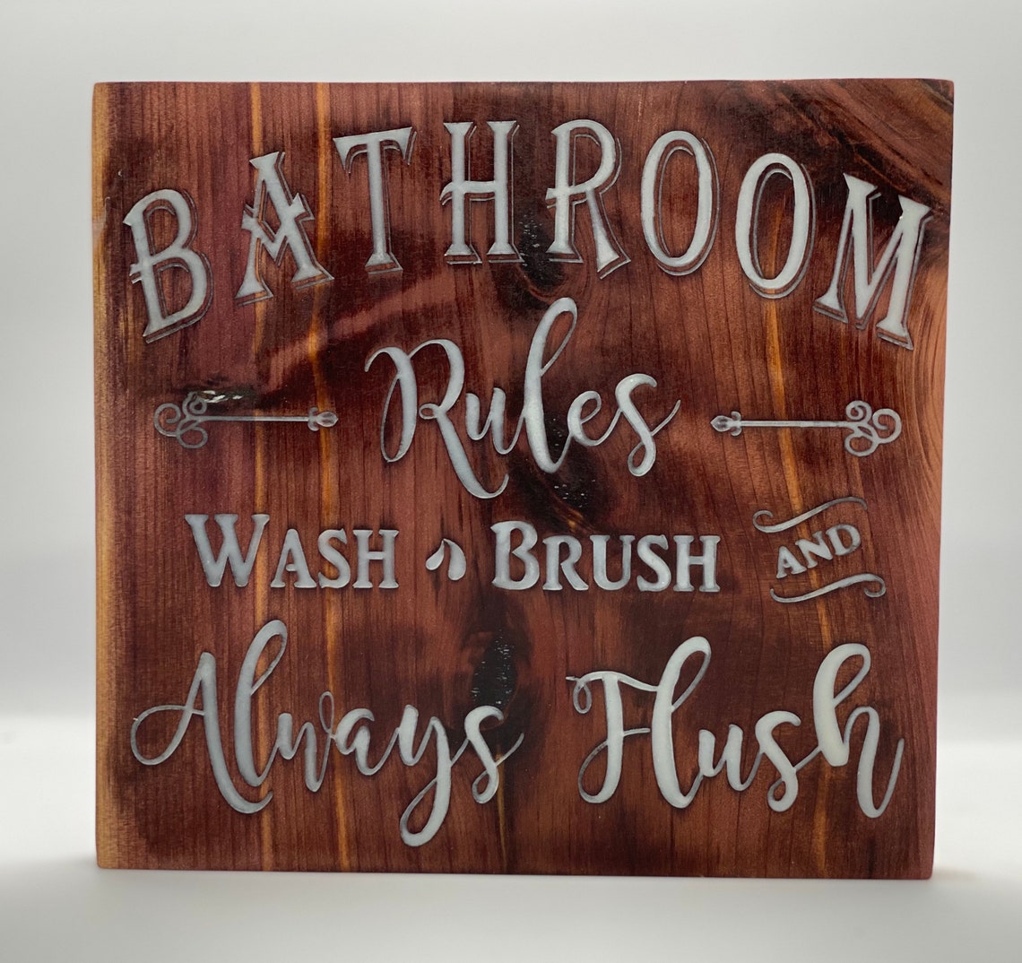 Bathroom Rules sign Etsy