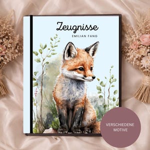 Süße Zeugnismappe für Jungs | Personalisiert | Fuchs - Motiv | Einschulung & Schulanfang Geschenk | 26-13