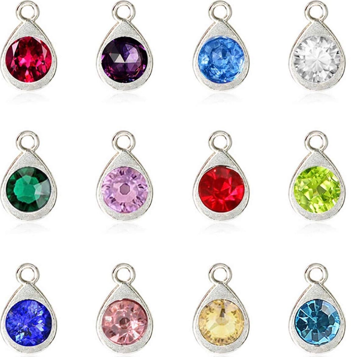 Engraved Birthstone Charm Bracelet Birthstone Bracelet Etsy