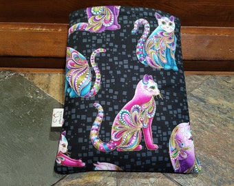 JEWELED CATS  Padded Book Kindle E-Reader Sleeve Book Lover