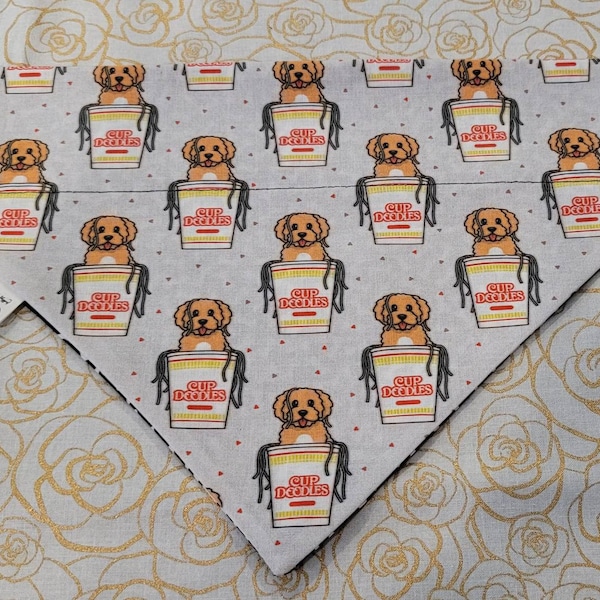 CUP DOODLES Dog BANDANA * Handcrafted * Pet Friendly * Over the Collar Design * Reversible * Cotton * Labradoodle * Goldendoodle * Unique