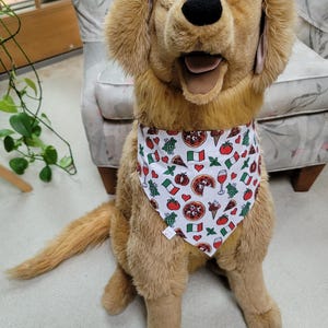 Italian Foods Dog Bandana: Reversible Over-the-Collar Pet Scarf