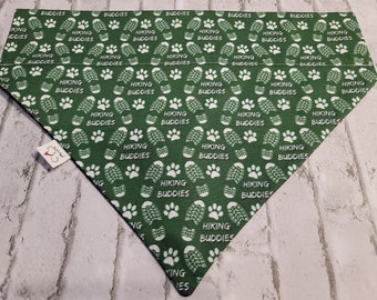 HIKING BUDDIES Dog Bandana * Handcrafted Pet Friendly * Over the Collar Design * Reversible * Cotton * Unique & Funky