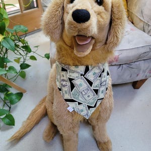 Cash Money Dog Bandana: Reversible Cotton Over-the-Collar Pet Scarf
