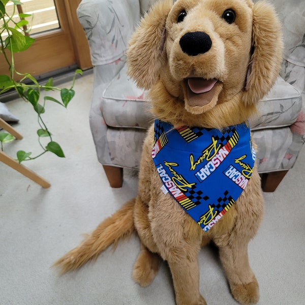 NASCAR Racing Dog Bandana * Handcrafted Pet Friendly * Over the Collar Design * Reversible * Cotton * Unique & Funky