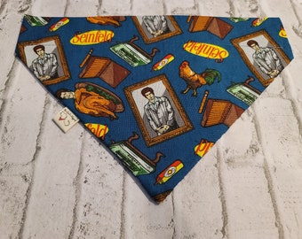 SEINFELD TV Kramer Character Dog Bandana * Handcrafted Pet Friendly * Over the Collar Design * Reversible * Cotton * Unique & Funky