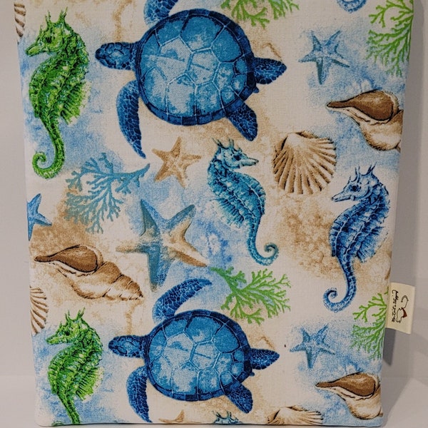 BOOK Kindle SLEEVE Sea Turtles Sea Horse Ocean Beach Summer Unique & Funky Fabric Padded Fully Lined Tablet E-Reader and More