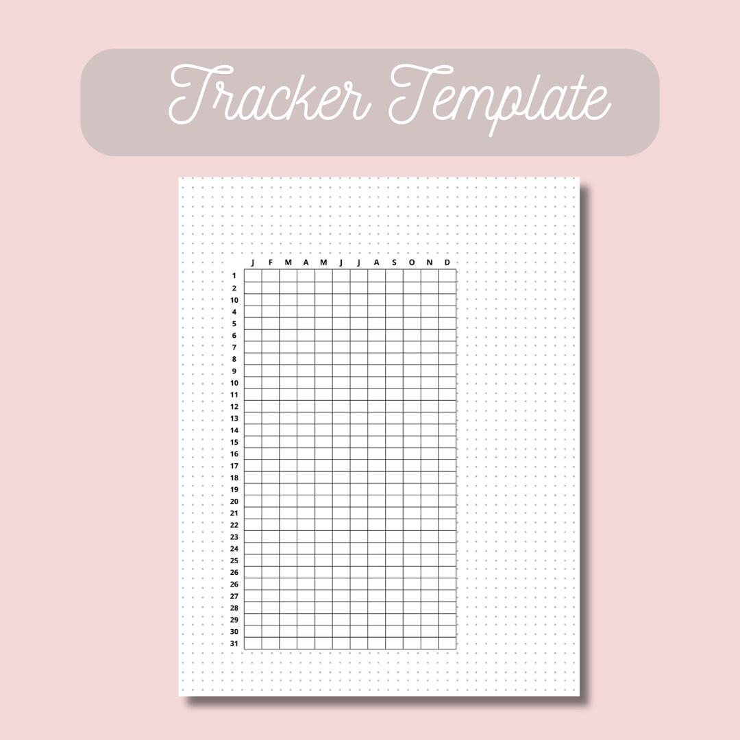 Printable Yearly Tracker Template for Bullet Journal , Printable ...