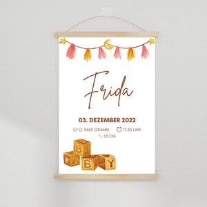 Cadeau pour la naissance A4 | Affiche | Table de naissance - personnalisée