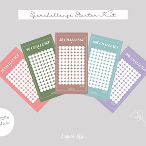 Savings Challenge Starter Kit | 1 Euro, 2 Euro, 5 Euro, 10 Euro, 20 Euro Challenge + Sheets