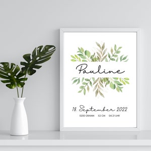 Regalo para el nacimiento A4 | Póster | Mesa de parto - personalizada