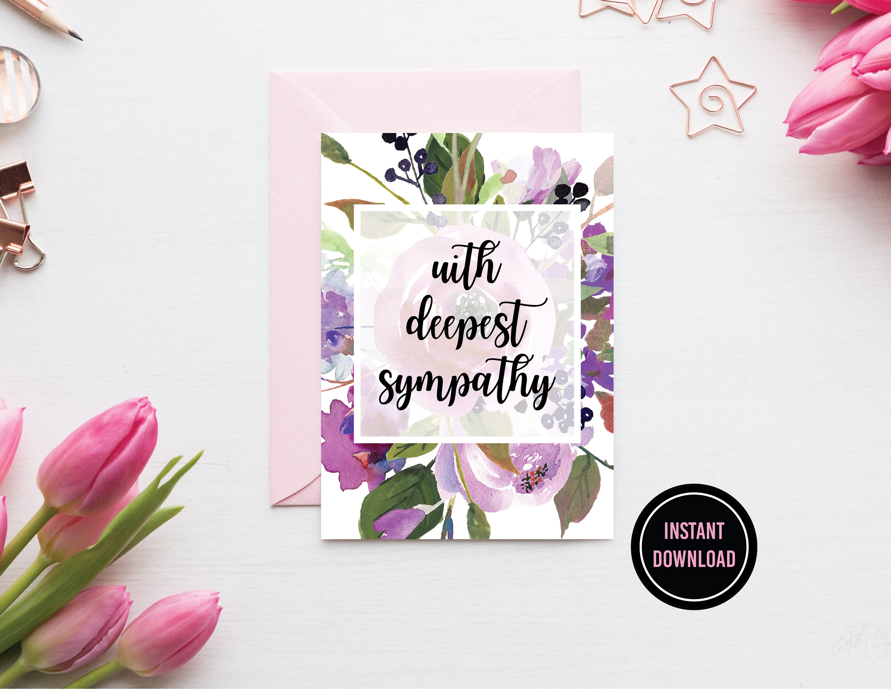 Printable Sympathy Card With Deepest Sympathy Card Etsy