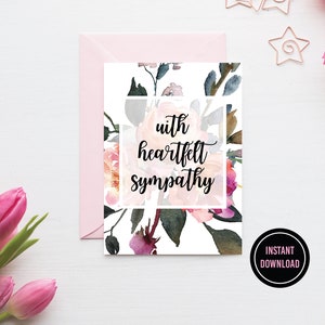 Avec carte de sympathie | Carte de sympathie imprimable | Carte imprimable | Téléchargement instantané | Imprimez votre propre carte | Carte de sympathie sincère | Carte bricolage