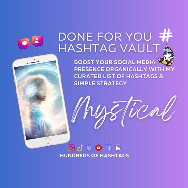 Social Media Hashtag Vault: Mystical, Done For You, Social Media Growth, Social Media Strategy, Instagram Post, Instagram Templates