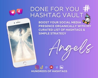 Social Media Hashtag Vault: Angels, Done For You, Social Media Growth, Social Media Strategy, Instagram Post, Instagram Templates