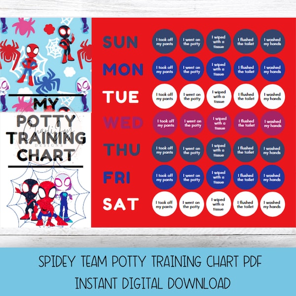 SPIDEY TEAM Potty Chart/Motivational Potty Chart/Toddler toilet training chart/Spider man Potty Chart