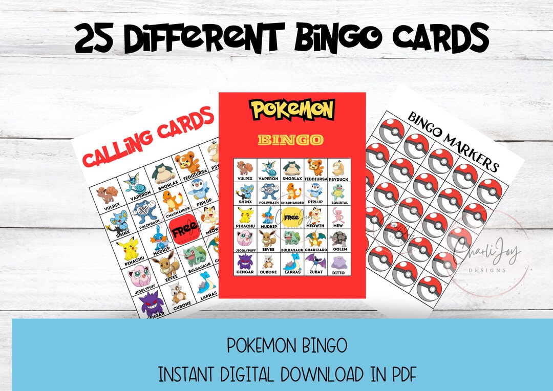 Pokemon Bingo Game Pokemon Game Pokémon Party Birthday Bingo Pokeball