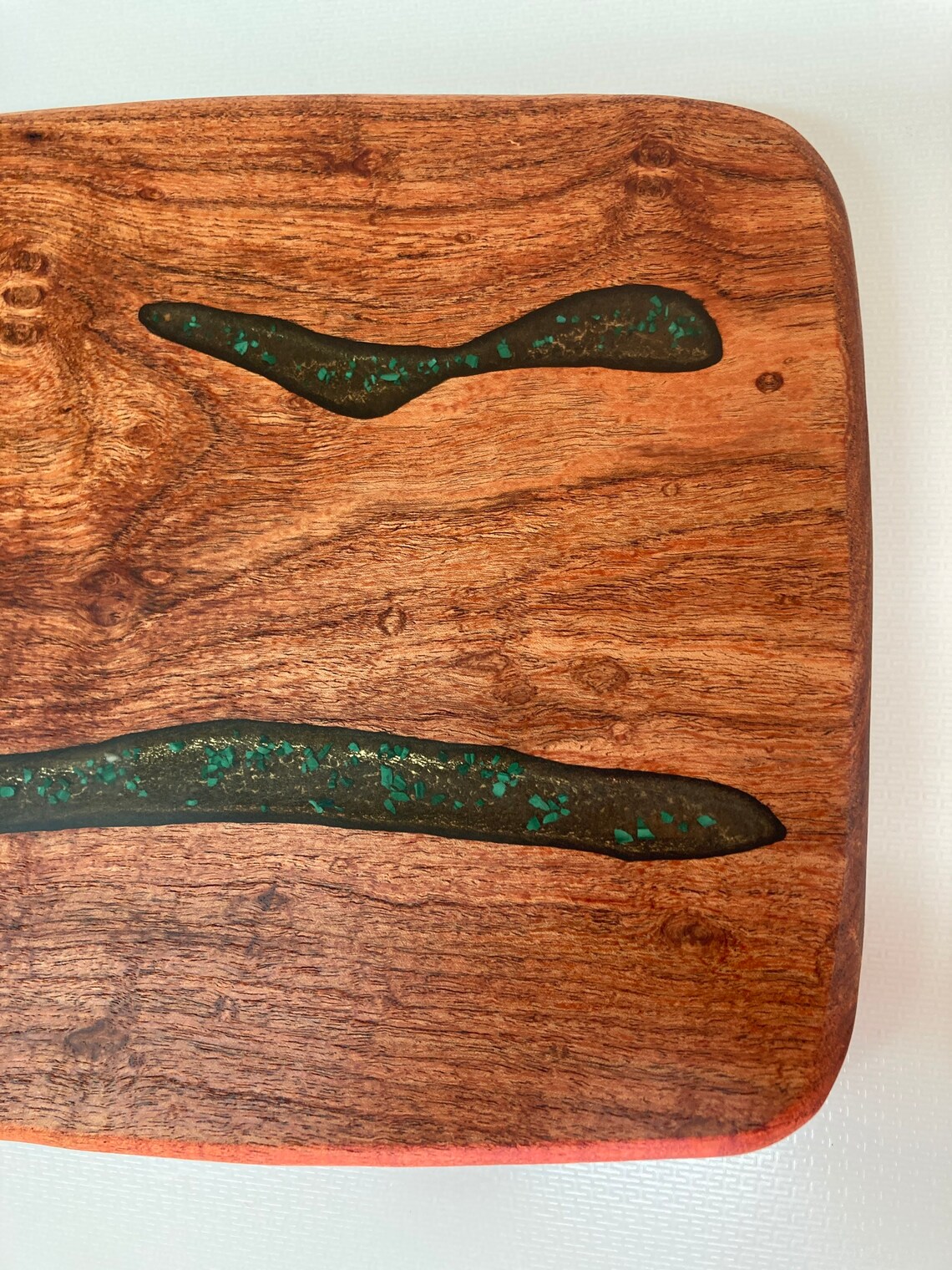 398. Mesquite wood cutting board with malachite stone inlay. Etsy