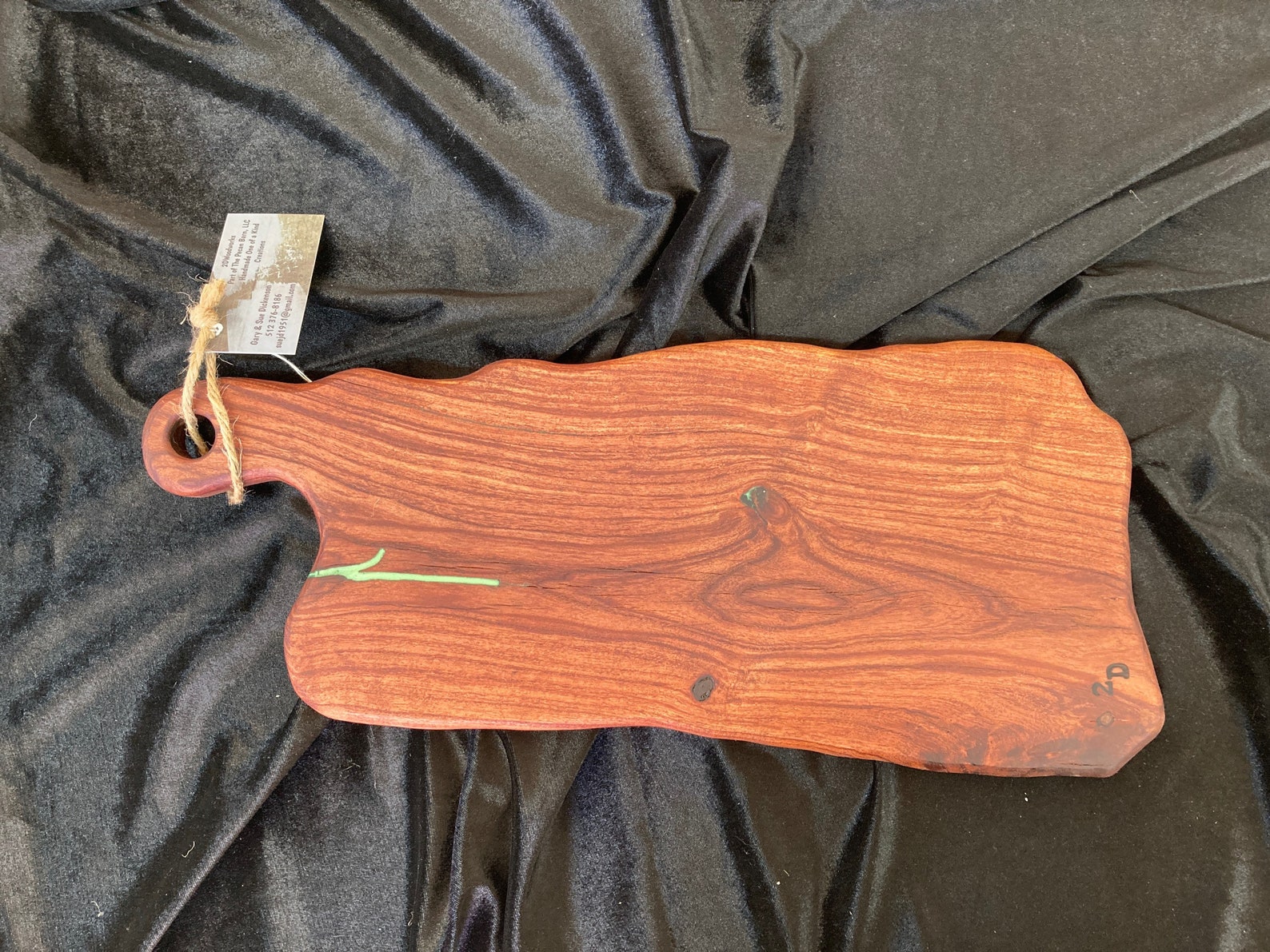 351. Mesquite wood cutting board with green resin inlay. Etsy