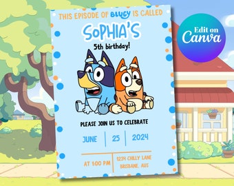 MODÈLE d'invitation d'anniversaire Bluey