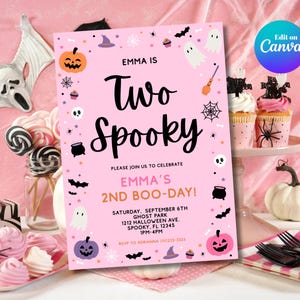 TWO Spooky Birthday Invitation TEMPLATE | Halloween Birthday