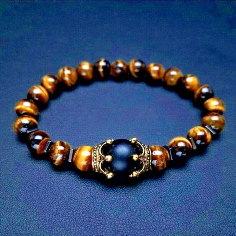 Tiger Eye Natural Stone Beaded Bracelet Women Elastic 7-8 Bangle BOHO Fashion - Etsy