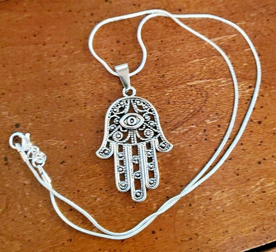 Hasma Hand Stainless Steel Pendant & 925 Sterling Silver