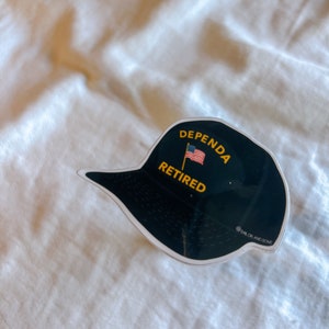 Dependa Retired Hat Sticker: Military Spouse Gift (3x2 inch) zdjęcie 3