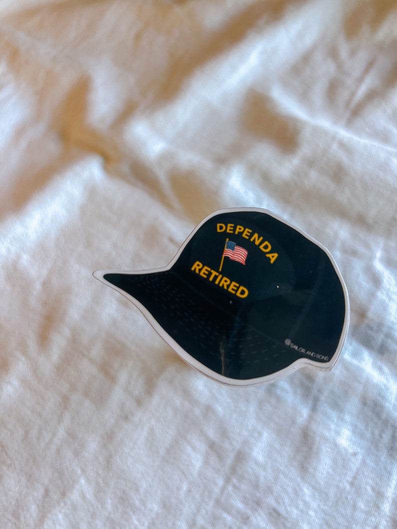 Dependa Retired Hat Sticker: Military Spouse Gift (3x2 inch) zdjęcie 3