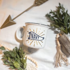 Navy Ceramic Camping Mug: Military Gift