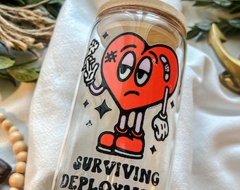 Surviving Deployment Cup with Lid and Straw, Military Wife Gift