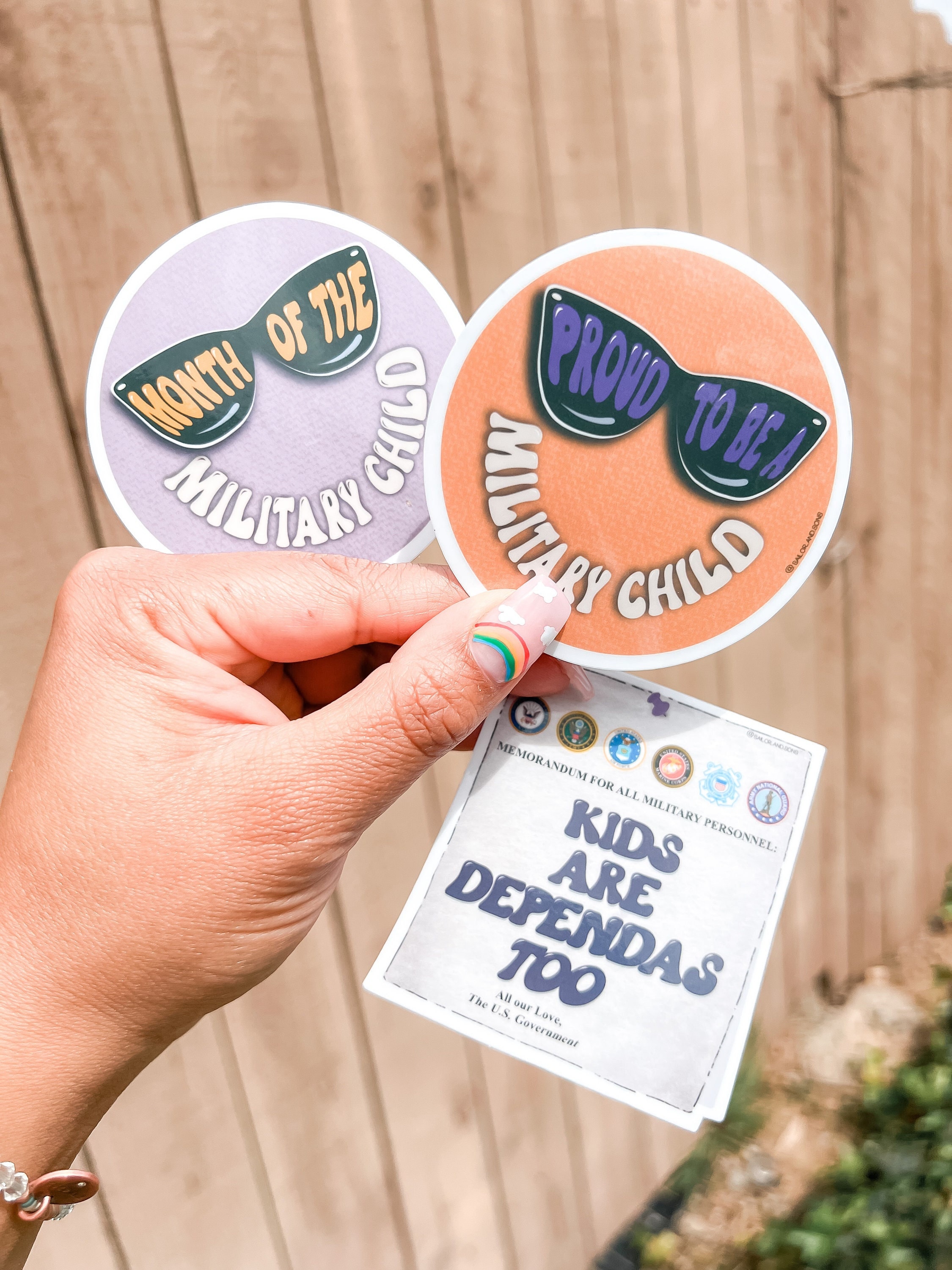 Military Child Stickers: Weather Resistant, PCS, Dependa (3x3 Inch 