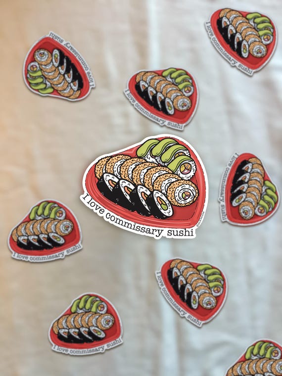 I Love Commissary Sushi Sticker - Military Gift